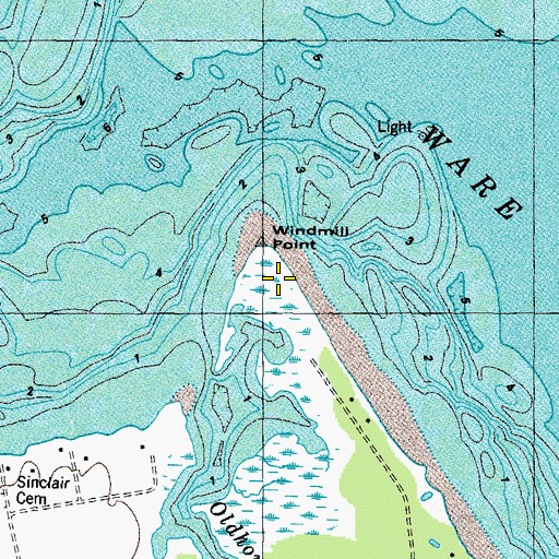 Topographic Map of Windmill Point, VA