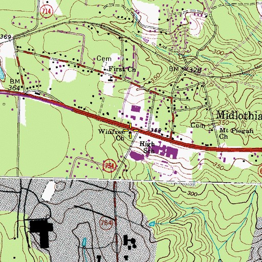 Topographic Map of Winfree Church, VA