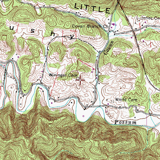 Topographic Map of Wininger Cemetery, VA