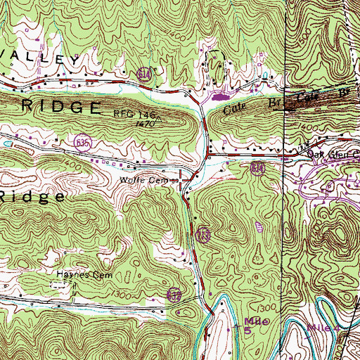 Topographic Map of Wolfe Cemetery, VA