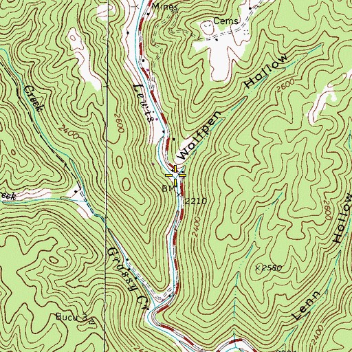 Topographic Map of Wolfpen Hollow, VA