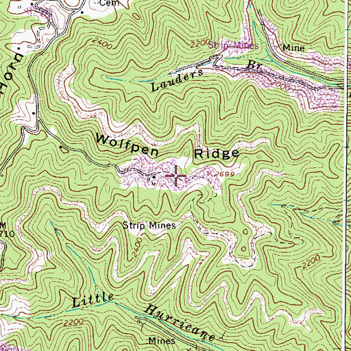 Topographic Map of Wolfpen Ridge, VA