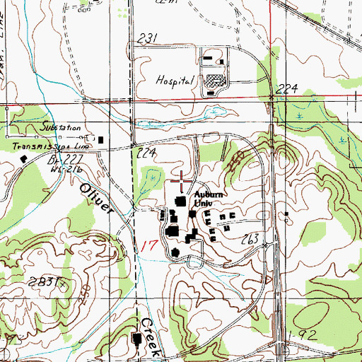 Topographic Map of Auburn University at Montgomery, AL