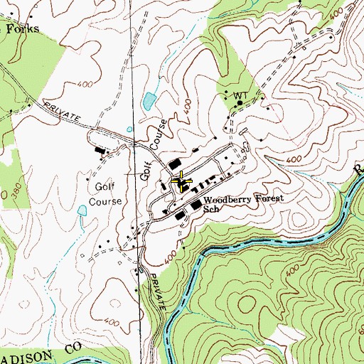 Topographic Map of Woodberry Forest School, VA