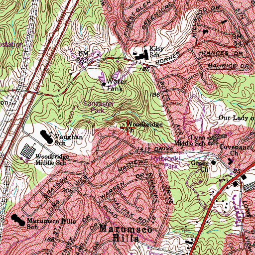 Topographic Map of Woodbridge Church, VA