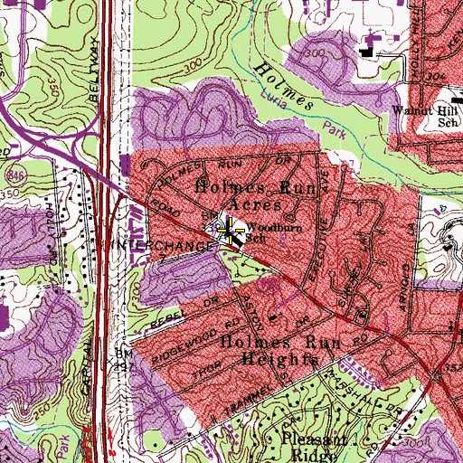 Topographic Map of Woodburn Elementary School, VA