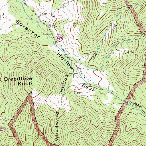 Topographic Map of Woodward Hollow, VA