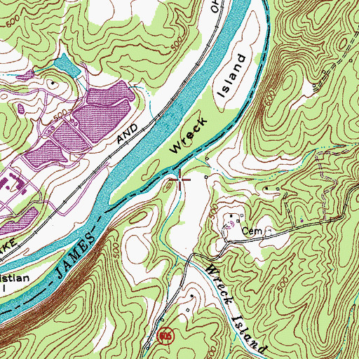 Topographic Map of Wreck Island Creek, VA