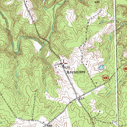 Topographic Map of Areanum, VA