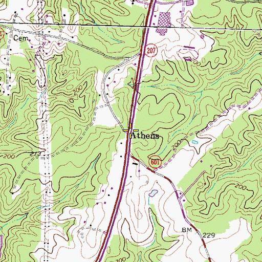 Topographic Map of Athens, VA