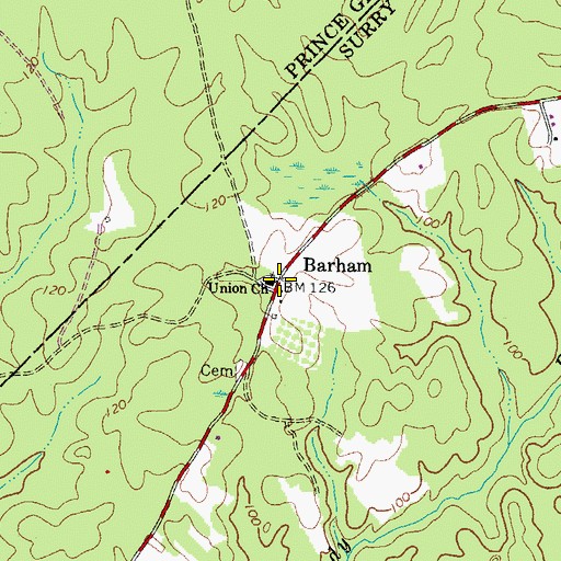 Topographic Map of Barham, VA