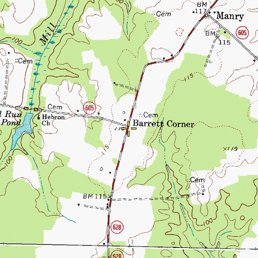 Topographic Map of Barrett Corner, VA