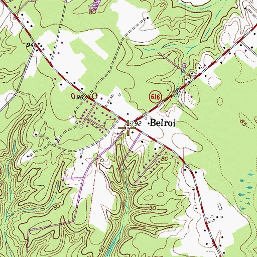 Topographic Map of Belroi, VA