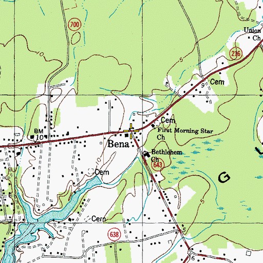 Topographic Map of Bena, VA