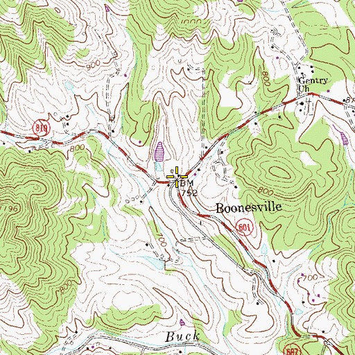 Topographic Map of Boonesville, VA