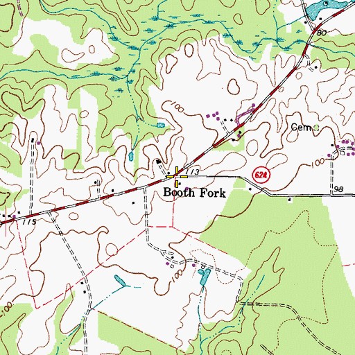 Topographic Map of Booth Fork, VA