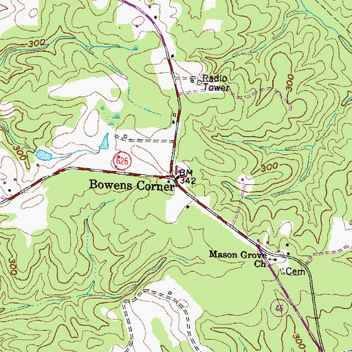 Topographic Map of Bowens Corner, VA