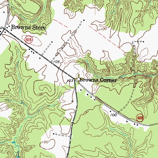 Topographic Map of Browns Corner, VA