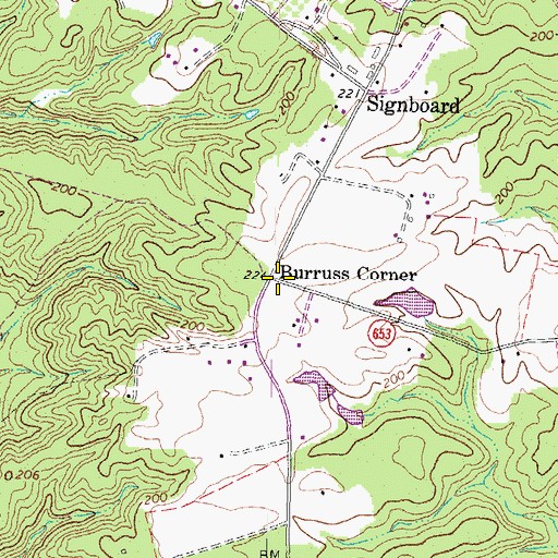Topographic Map of Burruss Corner, VA