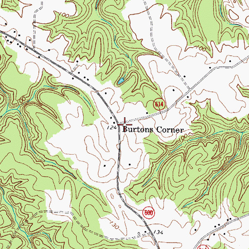 Topographic Map of Burtons Corner, VA