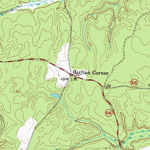 Topographic Map of Carlton Corner, VA