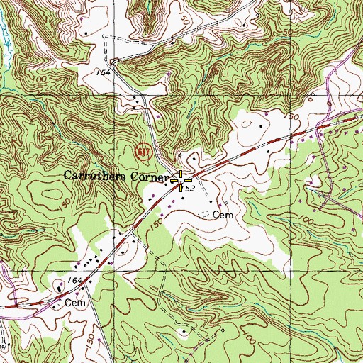 Topographic Map of Carruthers Corner, VA