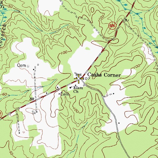 Topographic Map of Cashs Corner, VA