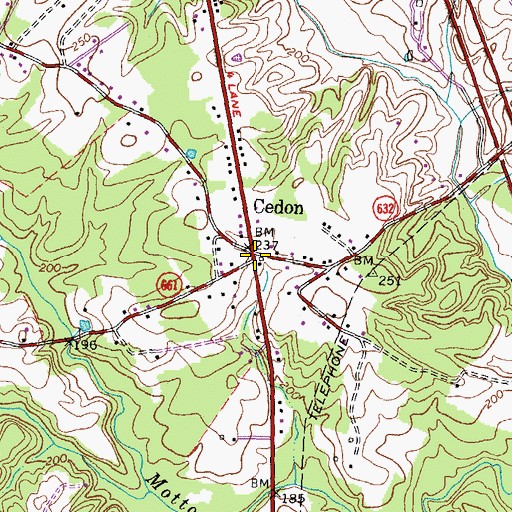 Topographic Map of Cedon, VA