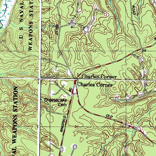 Topographic Map of Charles Corner, VA