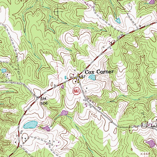 Topographic Map of Cox Corner, VA