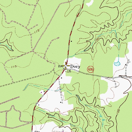 Topographic Map of Dory, VA