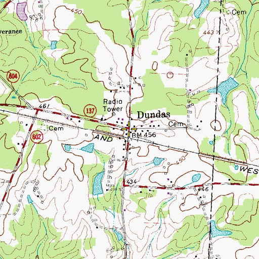 Topographic Map of Dundas, VA