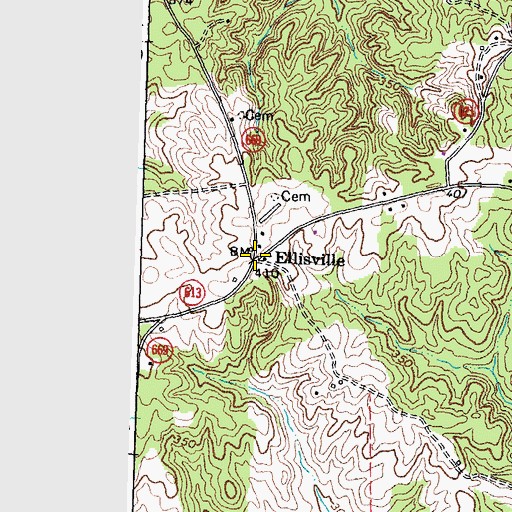 Topographic Map of Ellisville, VA