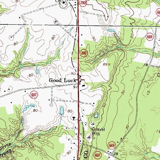 Topographic Map of Good Luck, VA