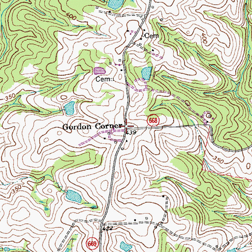 Topographic Map of Gordon Corner, VA