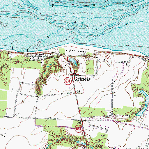 Topographic Map of Grinels, VA