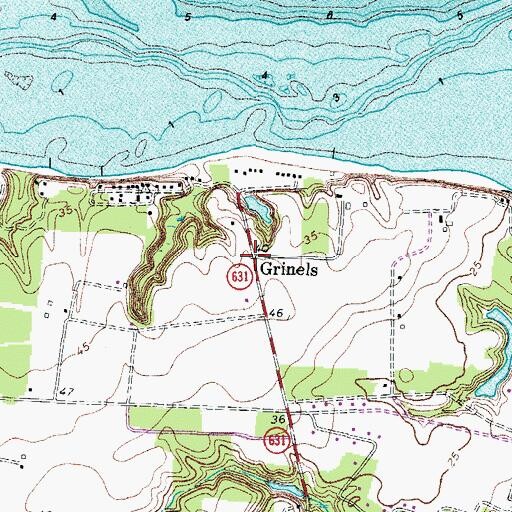 Topographic Map of Grinels, VA