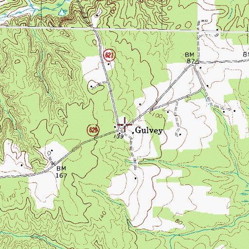 Topographic Map of Gulvey, VA