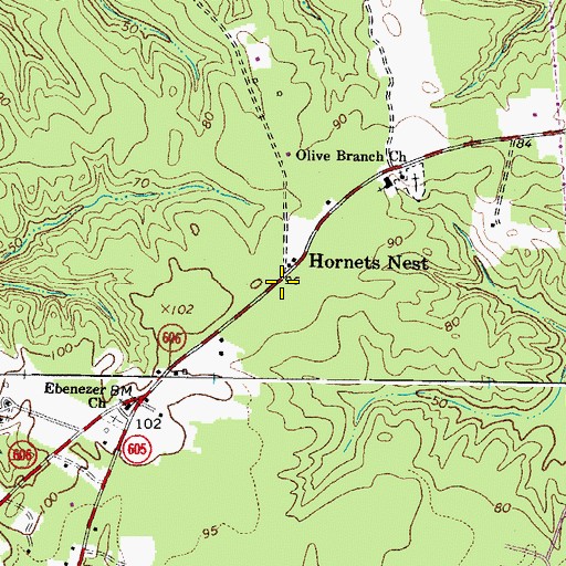 Topographic Map of Hornets Nest, VA