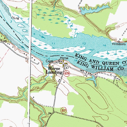 Topographic Map of Horse Landing, VA