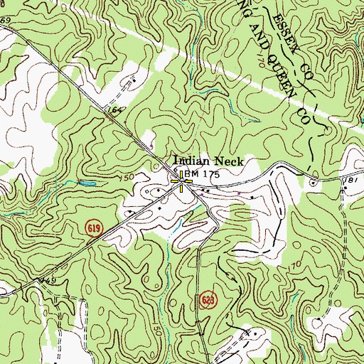 Topographic Map of Indian Neck, VA