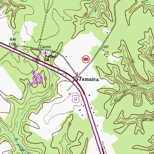 Topographic Map of Jamaica, VA