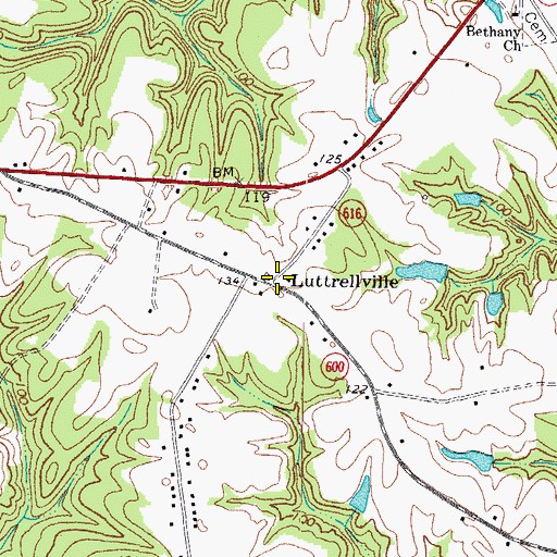 Topographic Map of Luttrellville, VA