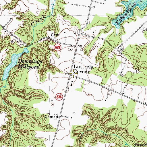 Topographic Map of Luttrels Corner, VA