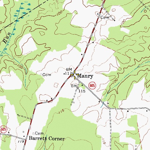 Topographic Map of Manry, VA