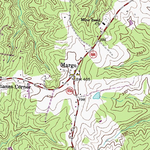 Topographic Map of Margo, VA
