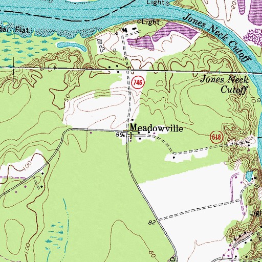 Topographic Map of Meadowville, VA