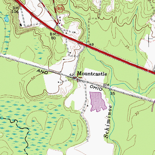 Topographic Map of Mountcastle, VA