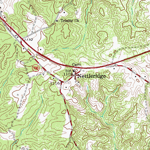 Topographic Map of Nettle Ridge, VA