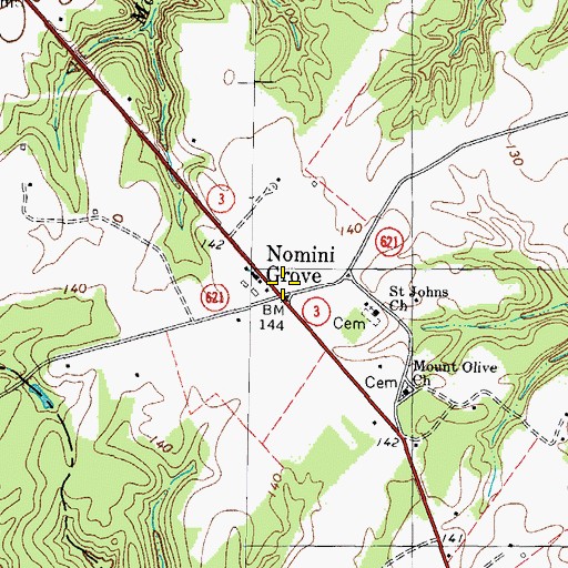 Topographic Map of Nomini Grove, VA